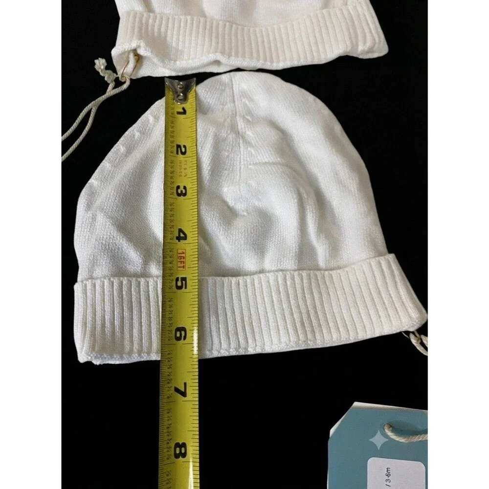 2 NWT Viverano Organic Cotton Baby Knit Hat Cap White 3-6 Months Sustainable
